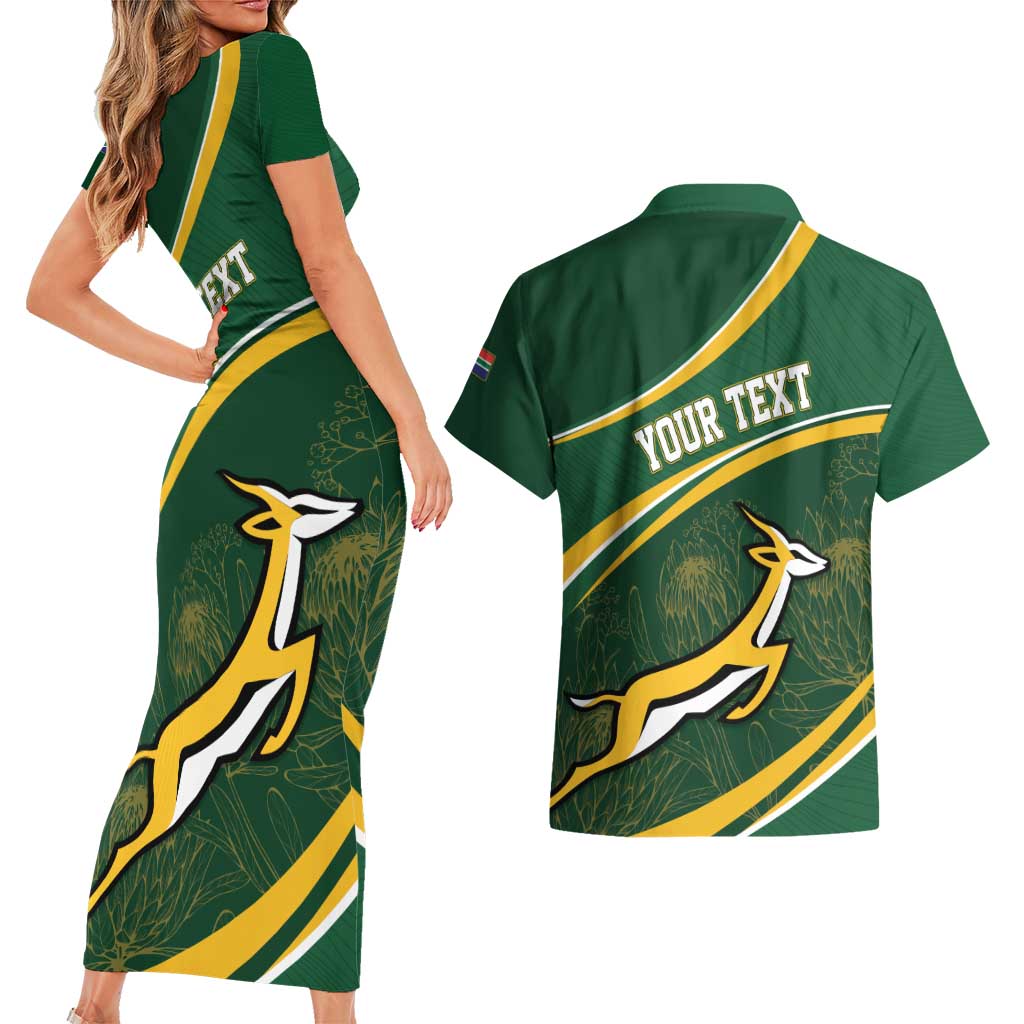 South Africa Rugby Personalized Bokke Couples Matching Short Sleeve Bodycon Dress and Hawaiian Shirt Springboks - Stronger Together - Aussie Hoodie