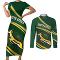 South Africa Rugby Personalized Bokke Couples Matching Short Sleeve Bodycon Dress and Long Sleeve Button Shirt Springboks - Stronger Together - Aussie Hoodie