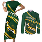 South Africa Rugby Personalized Bokke Couples Matching Short Sleeve Bodycon Dress and Long Sleeve Button Shirt Springboks - Stronger Together - Aussie Hoodie