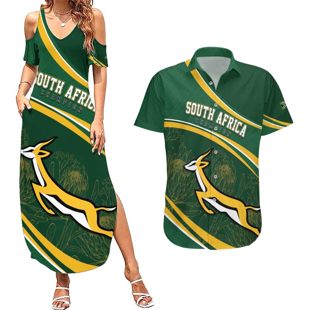 South Africa Rugby Personalized Bokke Couples Matching Summer Maxi Dress and Hawaiian Shirt Springboks - Stronger Together - Aussie Hoodie
