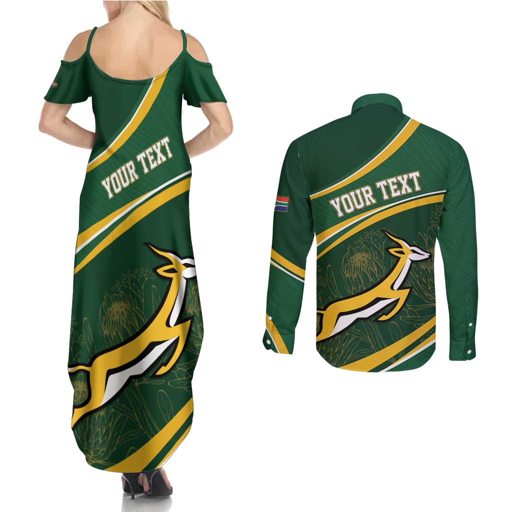 South Africa Rugby Personalized Bokke Couples Matching Summer Maxi Dress and Long Sleeve Button Shirt Springboks - Stronger Together - Aussie Hoodie