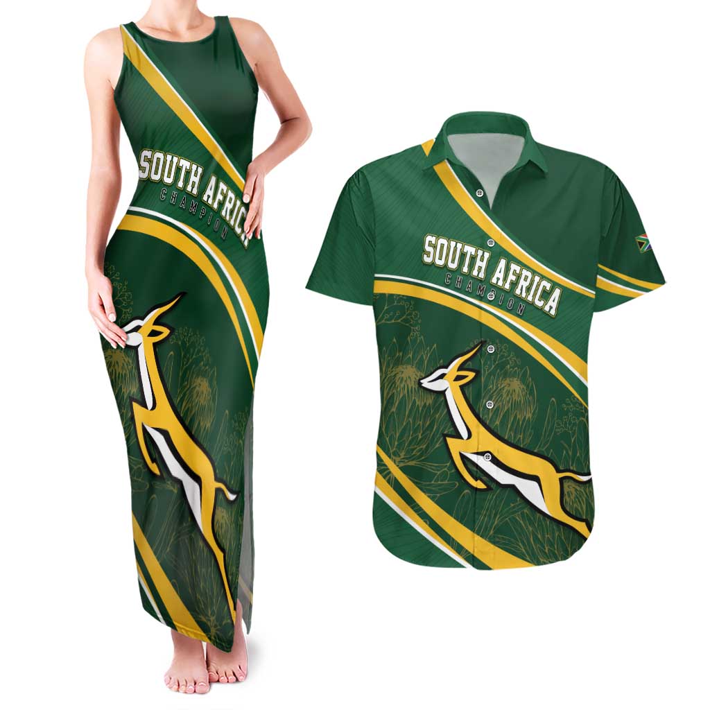 South Africa Rugby Personalized Bokke Couples Matching Tank Maxi Dress and Hawaiian Shirt Springboks - Stronger Together - Aussie Hoodie