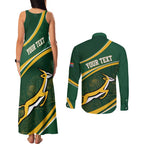 South Africa Rugby Personalized Bokke Couples Matching Tank Maxi Dress and Long Sleeve Button Shirt Springboks - Stronger Together - Aussie Hoodie