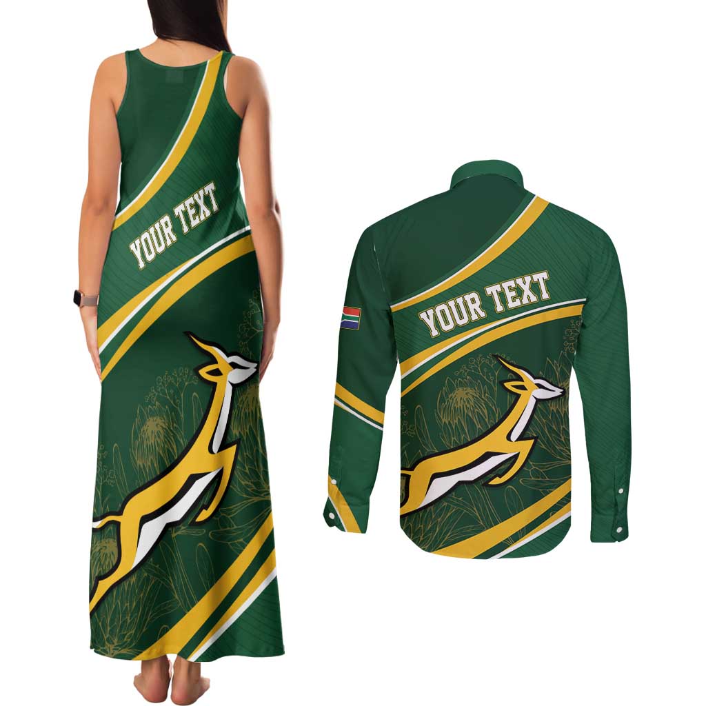 South Africa Rugby Personalized Bokke Couples Matching Tank Maxi Dress and Long Sleeve Button Shirt Springboks - Stronger Together - Aussie Hoodie