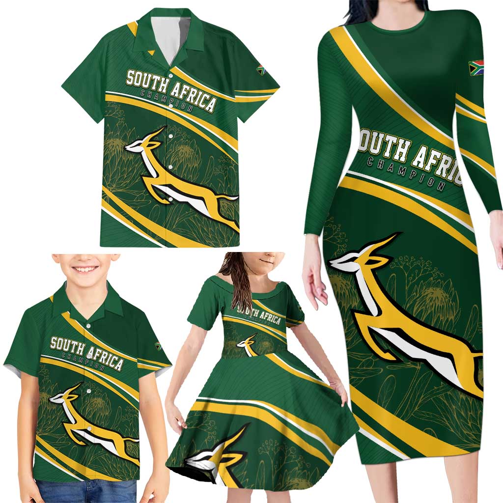 South Africa Rugby Personalized Bokke Family Matching Long Sleeve Bodycon Dress and Hawaiian Shirt Springboks - Stronger Together - Aussie Hoodie