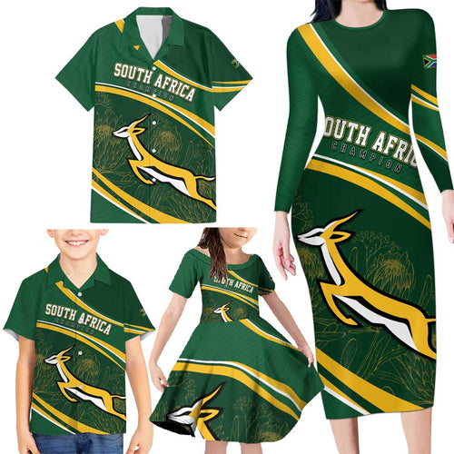 South Africa Rugby Personalized Bokke Family Matching Long Sleeve Bodycon Dress and Hawaiian Shirt Springboks - Stronger Together - Aussie Hoodie