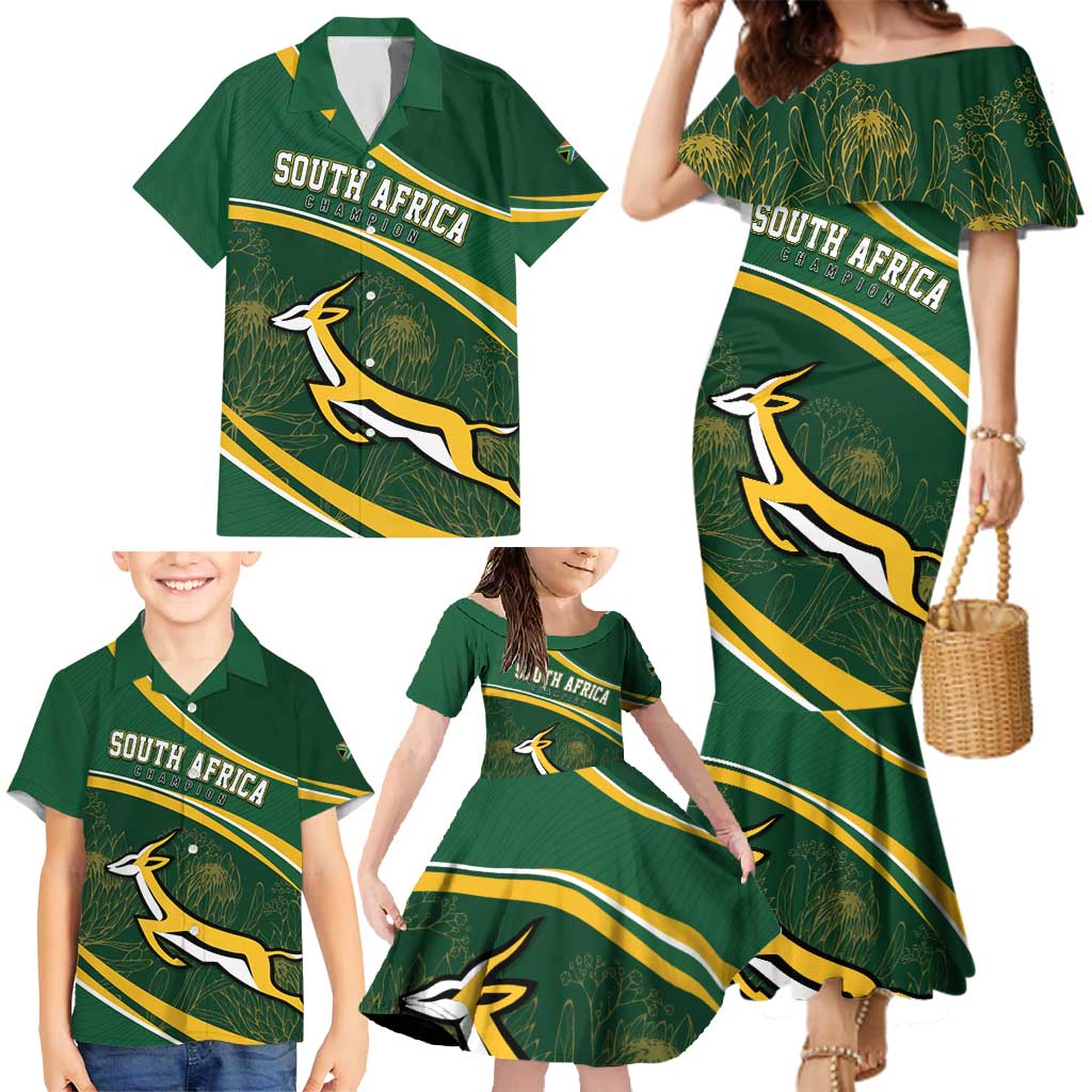South Africa Rugby Personalized Bokke Family Matching Mermaid Dress and Hawaiian Shirt Springboks - Stronger Together - Aussie Hoodie