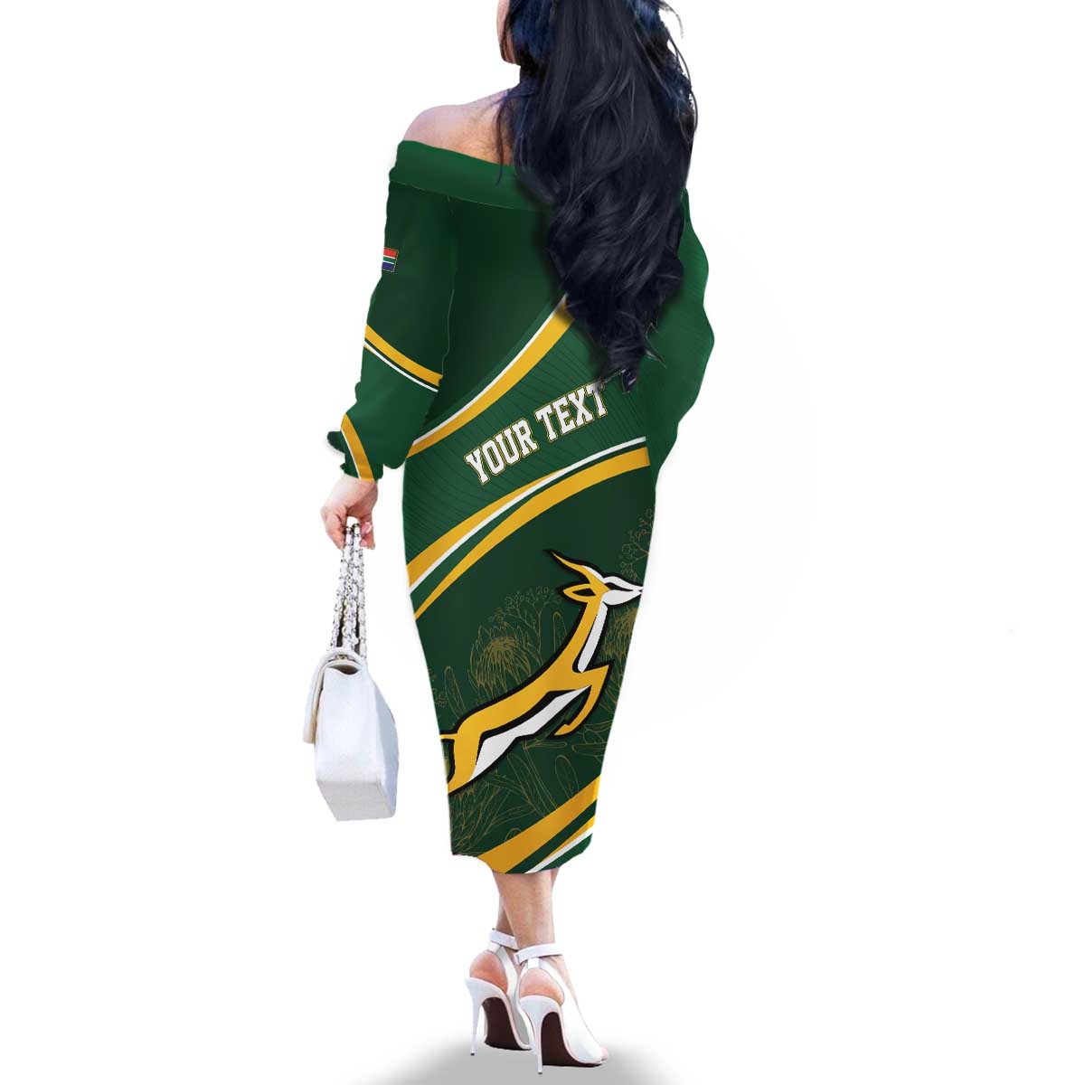 South Africa Rugby Personalized Bokke Family Matching Off The Shoulder Long Sleeve Dress and Hawaiian Shirt Springboks - Stronger Together - Aussie Hoodie