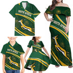 South Africa Rugby Personalized Bokke Family Matching Off Shoulder Maxi Dress and Hawaiian Shirt Springboks - Stronger Together - Aussie Hoodie