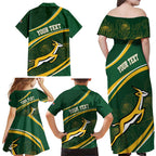 South Africa Rugby Personalized Bokke Family Matching Off Shoulder Maxi Dress and Hawaiian Shirt Springboks - Stronger Together - Aussie Hoodie
