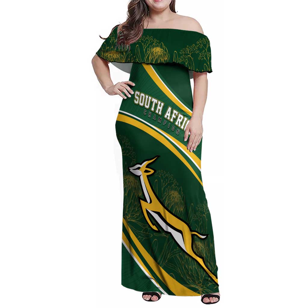 South Africa Rugby Personalized Bokke Family Matching Off Shoulder Maxi Dress and Hawaiian Shirt Springboks - Stronger Together - Aussie Hoodie