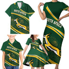 South Africa Rugby Personalized Bokke Family Matching Short Sleeve Bodycon Dress and Hawaiian Shirt Springboks - Stronger Together - Aussie Hoodie