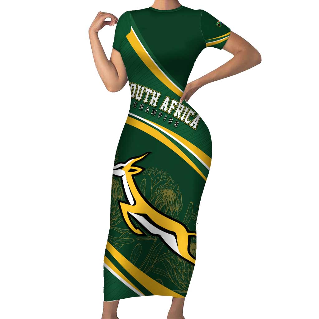 South Africa Rugby Personalized Bokke Family Matching Short Sleeve Bodycon Dress and Hawaiian Shirt Springboks - Stronger Together - Aussie Hoodie