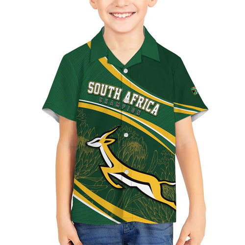 South Africa Rugby Personalized Bokke Family Matching Short Sleeve Bodycon Dress and Hawaiian Shirt Springboks - Stronger Together - Aussie Hoodie