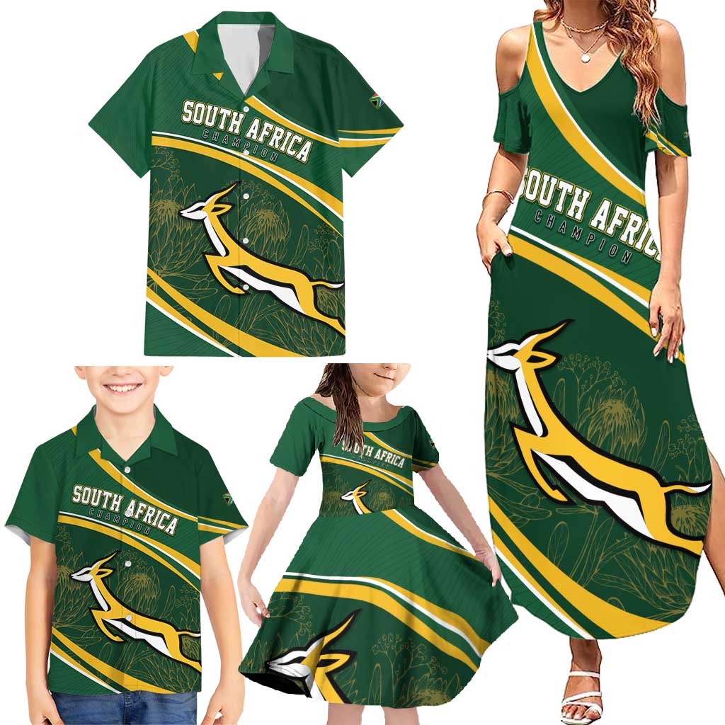 South Africa Rugby Personalized Bokke Family Matching Summer Maxi Dress and Hawaiian Shirt Springboks - Stronger Together - Aussie Hoodie