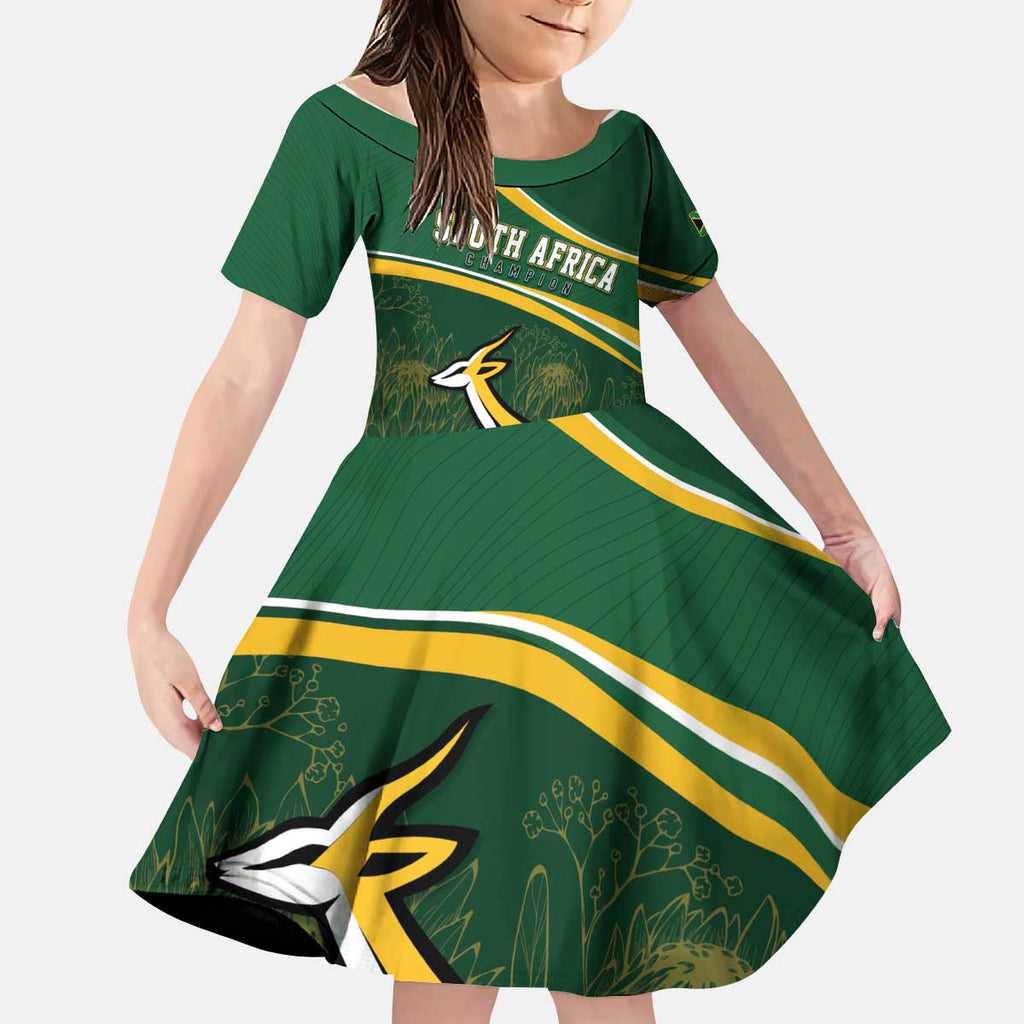 South Africa Rugby Personalized Bokke Kid Short Sleeve Dress Springboks - Stronger Together - Aussie Hoodie