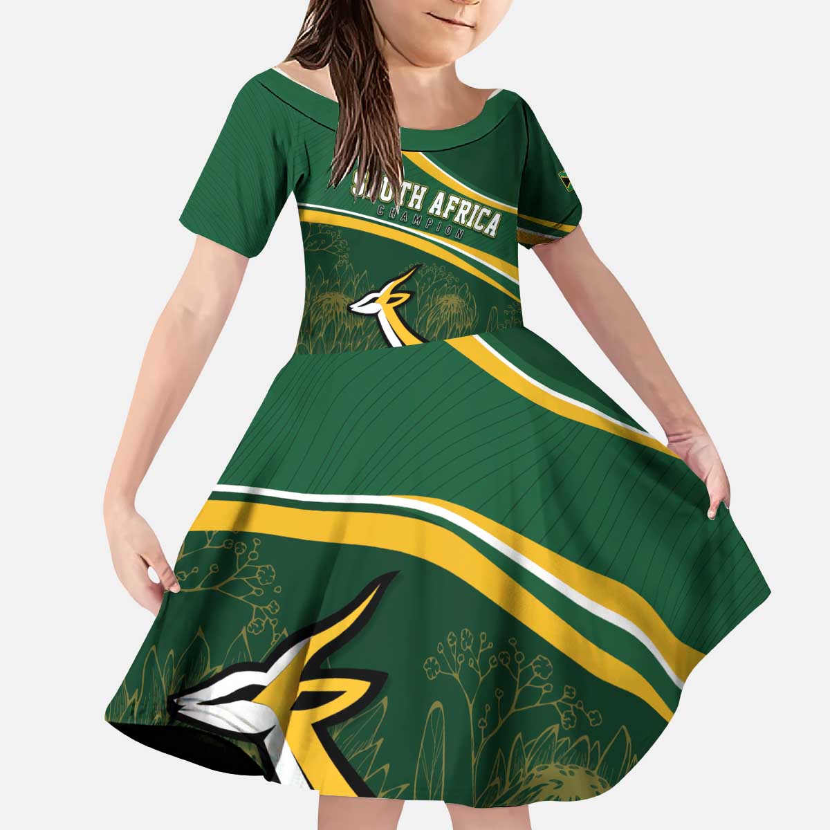 South Africa Rugby Personalized Bokke Kid Short Sleeve Dress Springboks - Stronger Together - Aussie Hoodie