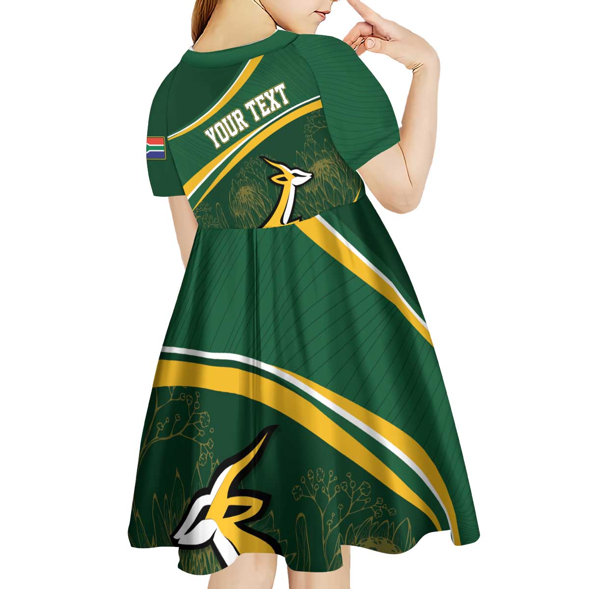 South Africa Rugby Personalized Bokke Kid Short Sleeve Dress Springboks - Stronger Together - Aussie Hoodie