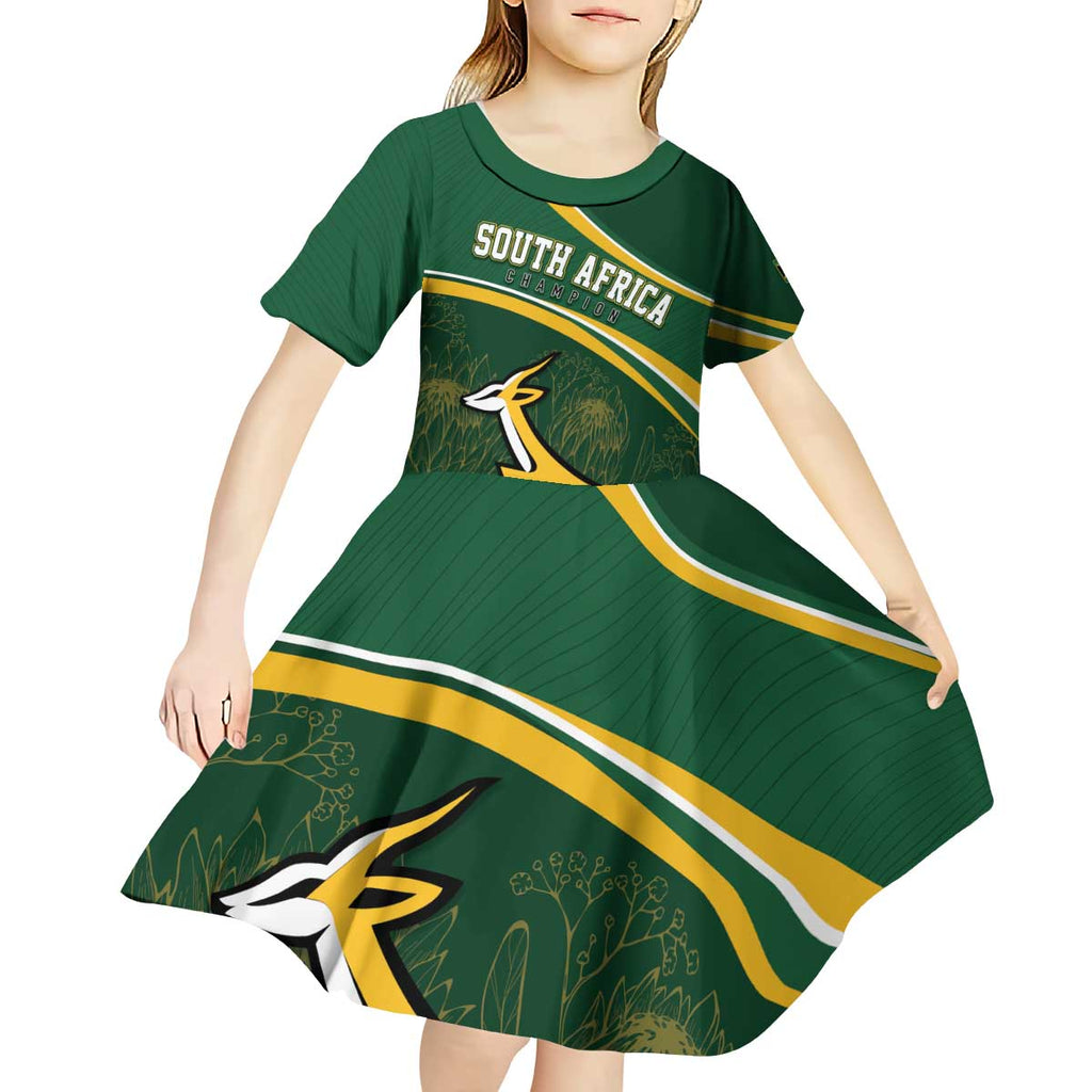 South Africa Rugby Personalized Bokke Kid Short Sleeve Dress Springboks - Stronger Together - Aussie Hoodie