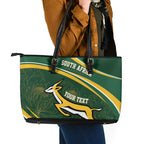 South Africa Rugby Personalized Bokke Leather Tote Bag Springboks - Stronger Together - Aussie Hoodie