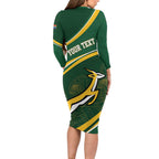 South Africa Rugby Personalized Bokke Long Sleeve Bodycon Dress Springboks - Stronger Together - Aussie Hoodie