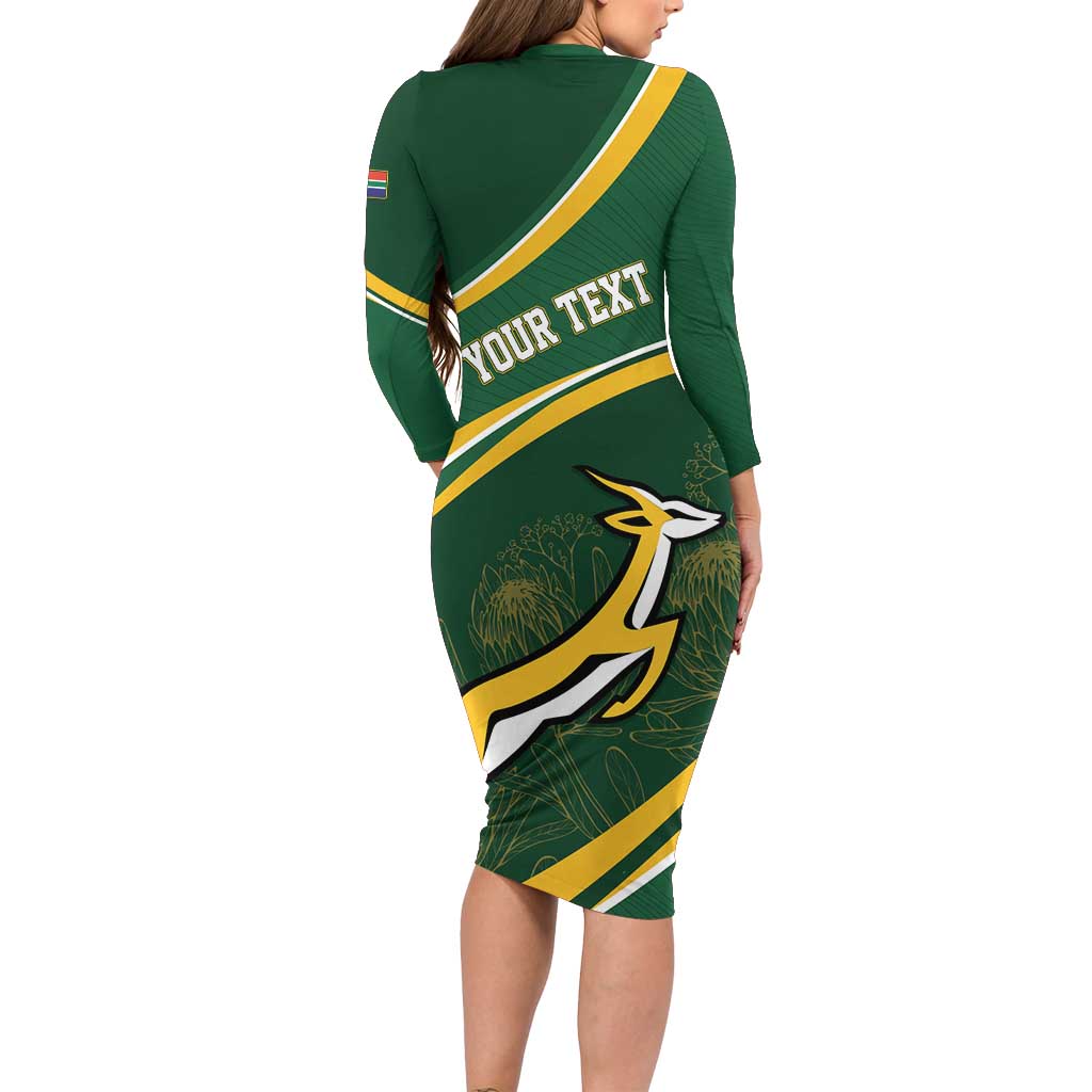 South Africa Rugby Personalized Bokke Long Sleeve Bodycon Dress Springboks - Stronger Together - Aussie Hoodie