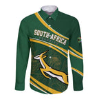 South Africa Rugby Personalized Bokke Long Sleeve Button Shirt Springboks - Stronger Together - Aussie Hoodie