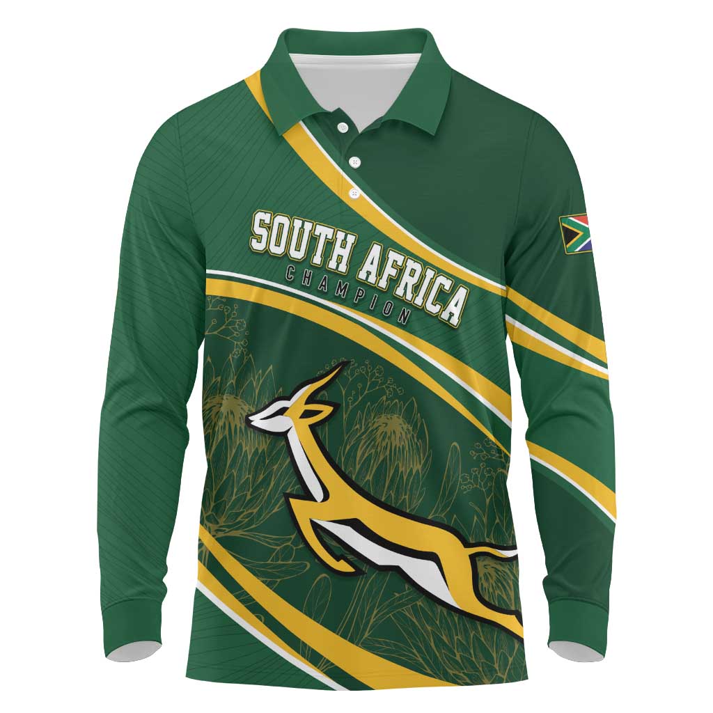 South Africa Rugby Personalized Bokke Long Sleeve Polo Shirt Springboks - Stronger Together - Aussie Hoodie