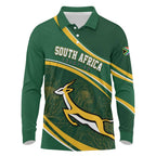 South Africa Rugby Personalized Bokke Long Sleeve Polo Shirt Springboks - Stronger Together - Aussie Hoodie