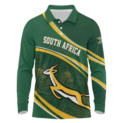 South Africa Rugby Personalized Bokke Long Sleeve Polo Shirt Springboks - Stronger Together - Aussie Hoodie