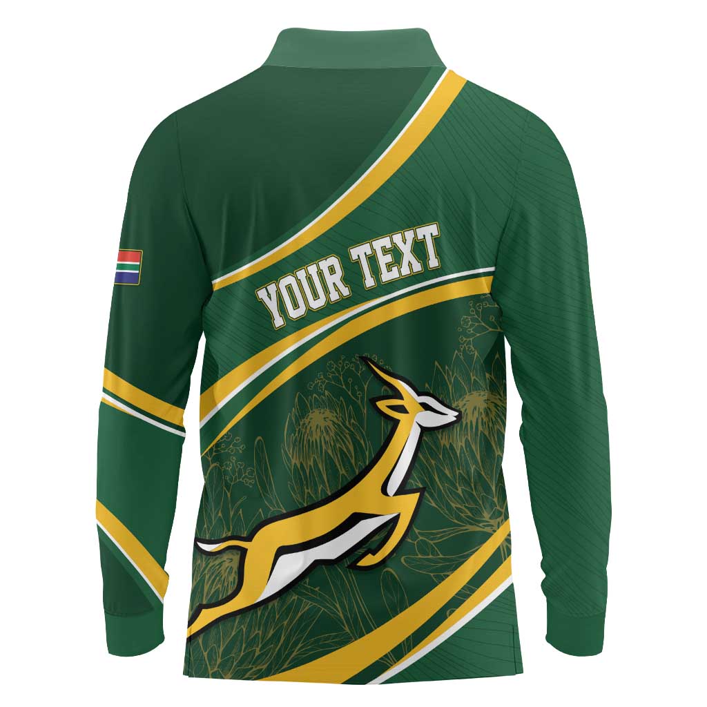 South Africa Rugby Personalized Bokke Long Sleeve Polo Shirt Springboks - Stronger Together - Aussie Hoodie