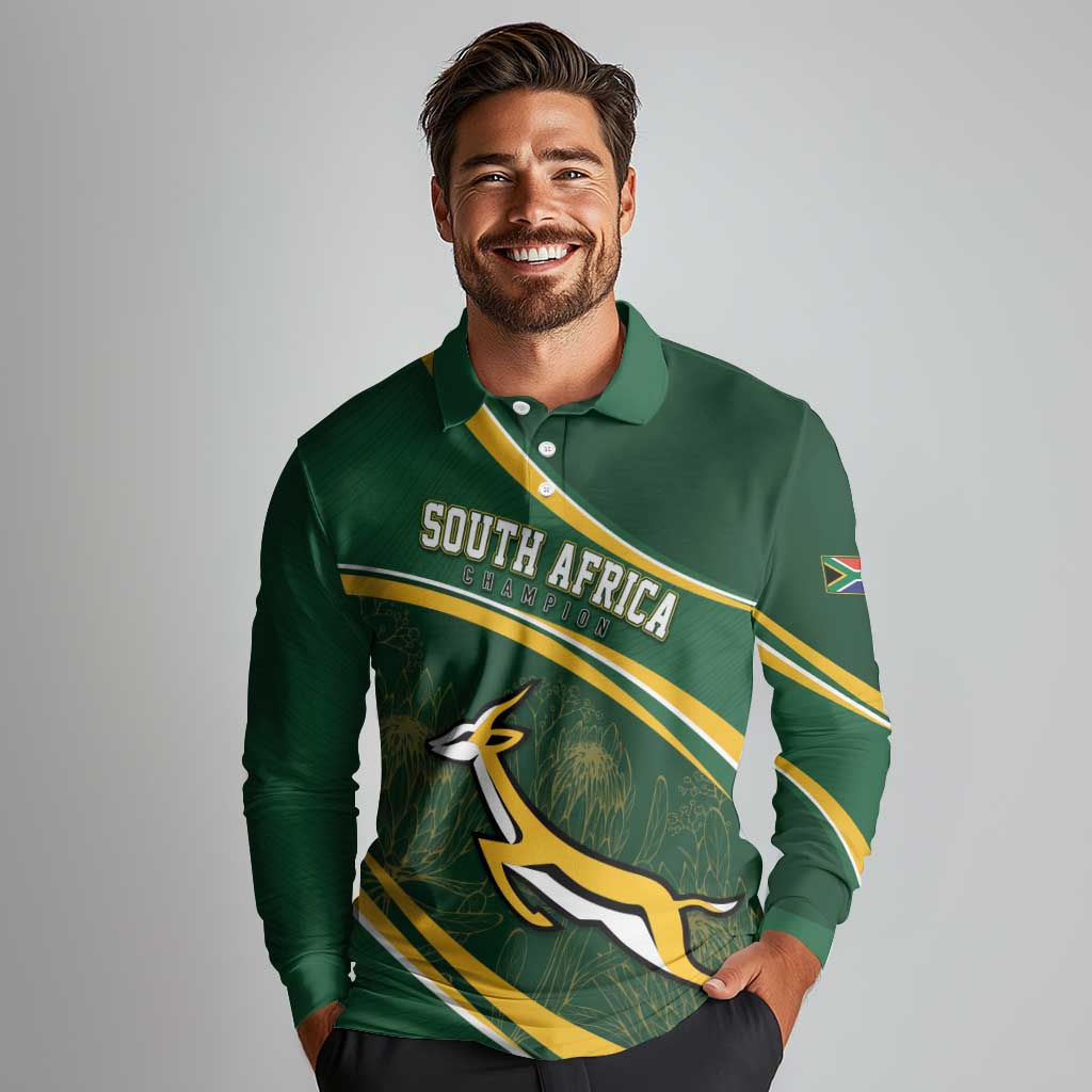 South Africa Rugby Personalized Bokke Long Sleeve Polo Shirt Springboks - Stronger Together - Aussie Hoodie