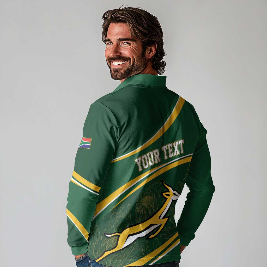 South Africa Rugby Personalized Bokke Long Sleeve Polo Shirt Springboks - Stronger Together - Aussie Hoodie