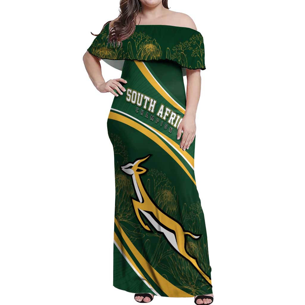 South Africa Rugby Personalized Bokke Off Shoulder Maxi Dress Springboks - Stronger Together - Aussie Hoodie