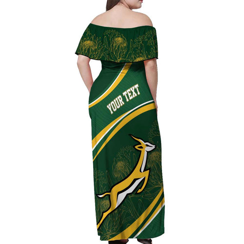 South Africa Rugby Personalized Bokke Off Shoulder Maxi Dress Springboks - Stronger Together - Aussie Hoodie