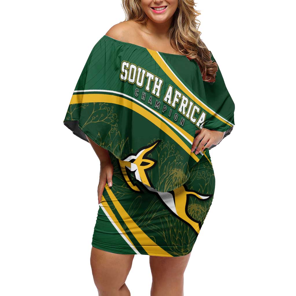 South Africa Rugby Personalized Bokke Off Shoulder Short Dress Springboks - Stronger Together - Aussie Hoodie