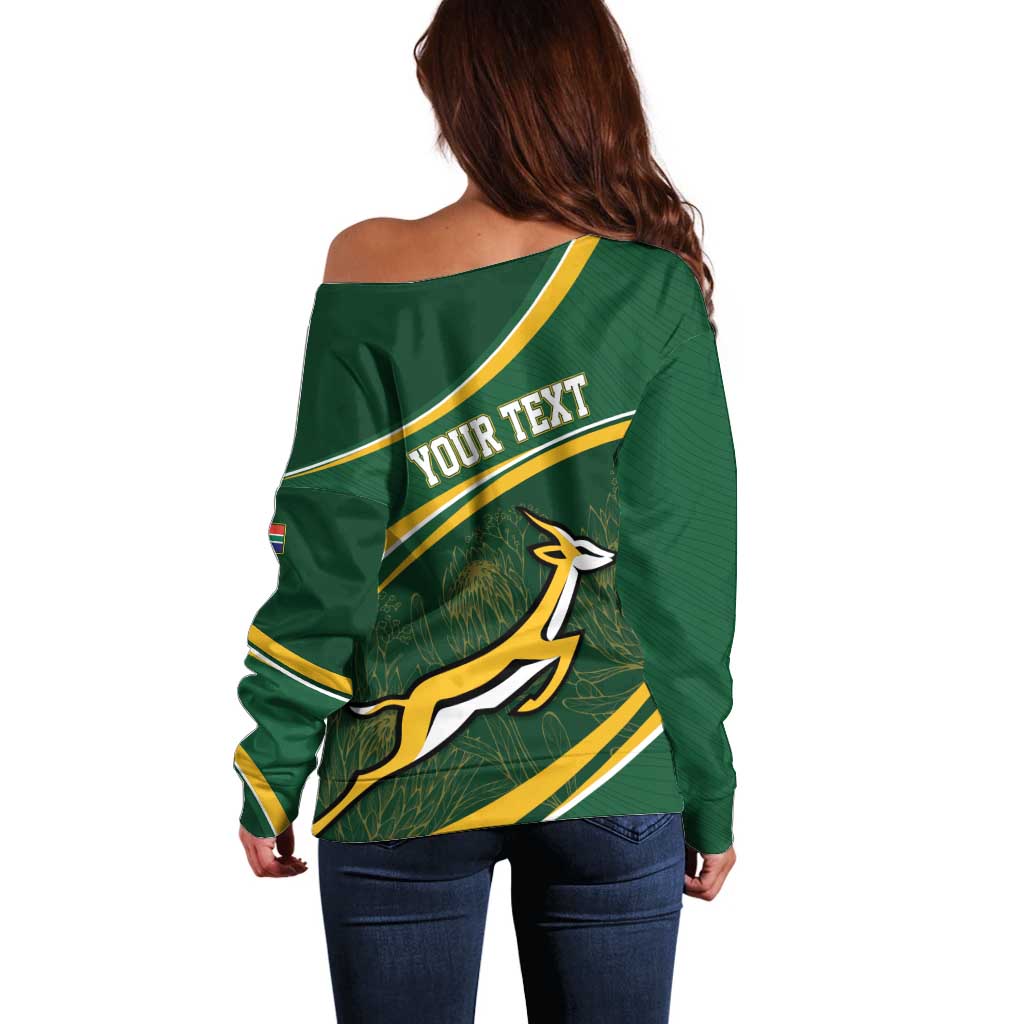 South Africa Rugby Personalized Bokke Off Shoulder Sweater Springboks - Stronger Together - Aussie Hoodie