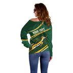South Africa Rugby Personalized Bokke Off Shoulder Sweater Springboks - Stronger Together - Aussie Hoodie