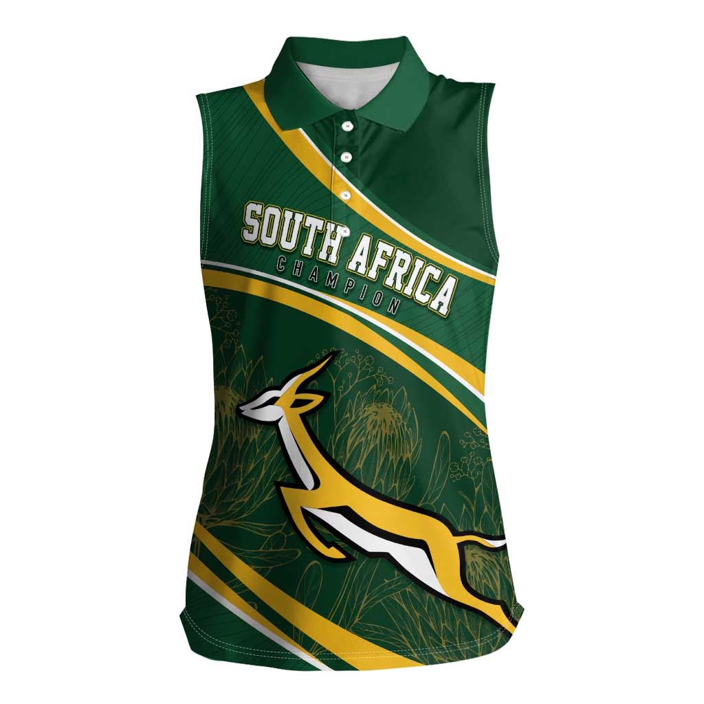 South Africa Rugby Personalized Bokke Women Sleeveless Polo Shirt Springboks - Stronger Together - Aussie Hoodie
