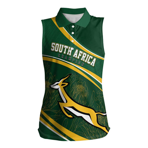 South Africa Rugby Personalized Bokke Women Sleeveless Polo Shirt Springboks - Stronger Together - Aussie Hoodie