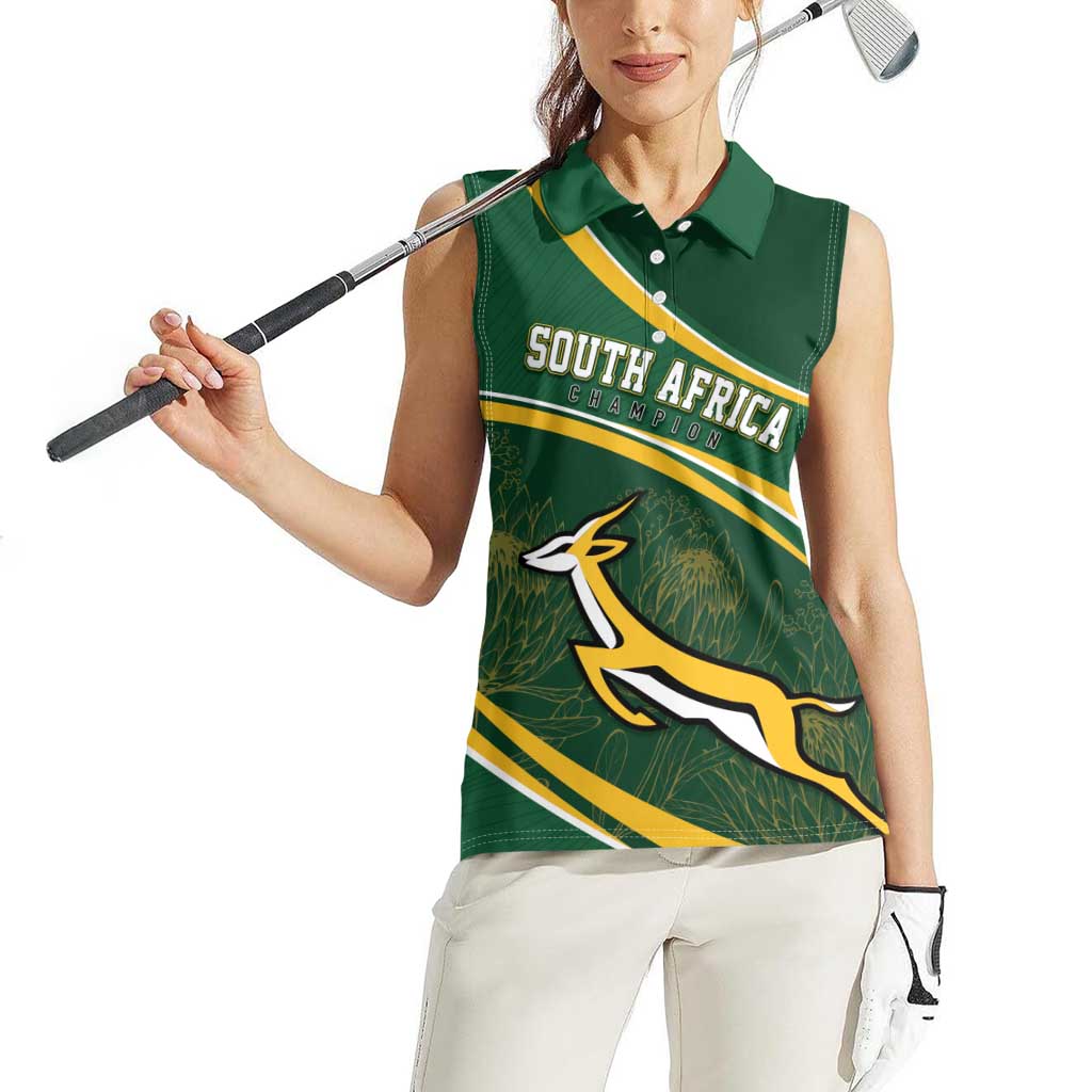 South Africa Rugby Personalized Bokke Women Sleeveless Polo Shirt Springboks - Stronger Together - Aussie Hoodie
