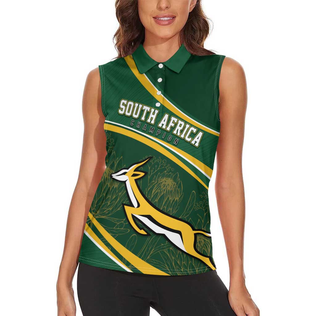 South Africa Rugby Personalized Bokke Women Sleeveless Polo Shirt Springboks - Stronger Together - Aussie Hoodie