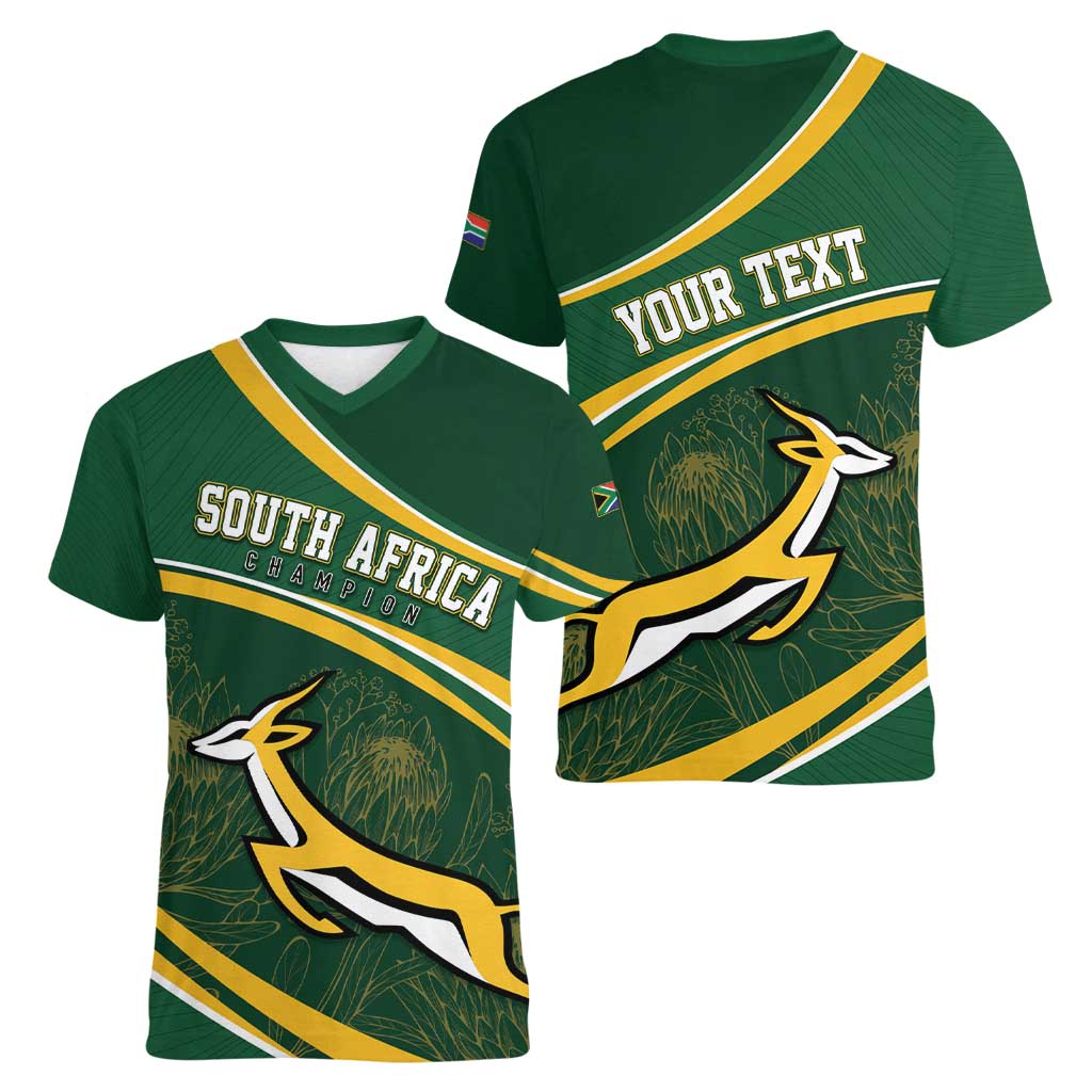 South Africa Rugby Personalized Bokke Women V-Neck T-Shirt Springboks - Stronger Together - Aussie Hoodie