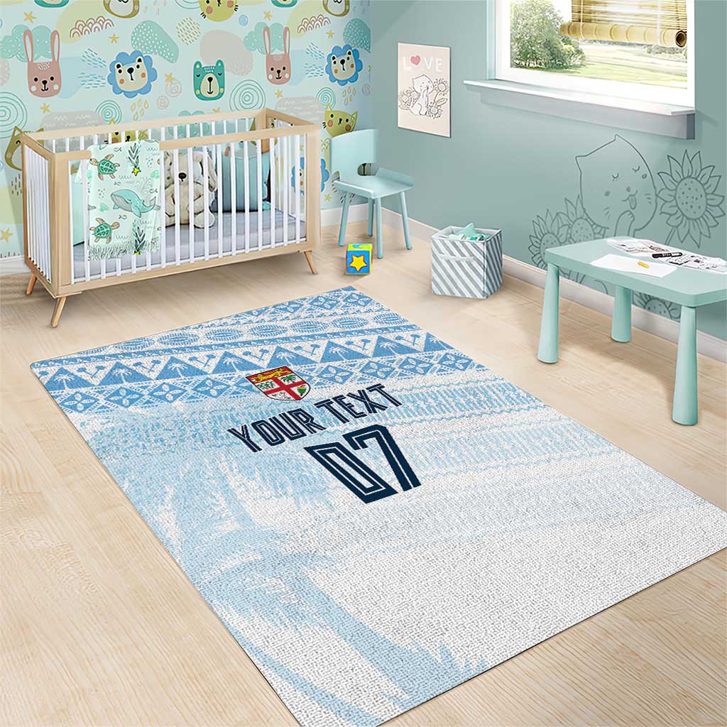 Fiji Rugby Custom Kaiviti Masi Area Rug Turquoise - Aussie Hoodie