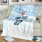Fiji Rugby Custom Kaiviti Masi Blanket Turquoise - Aussie Hoodie