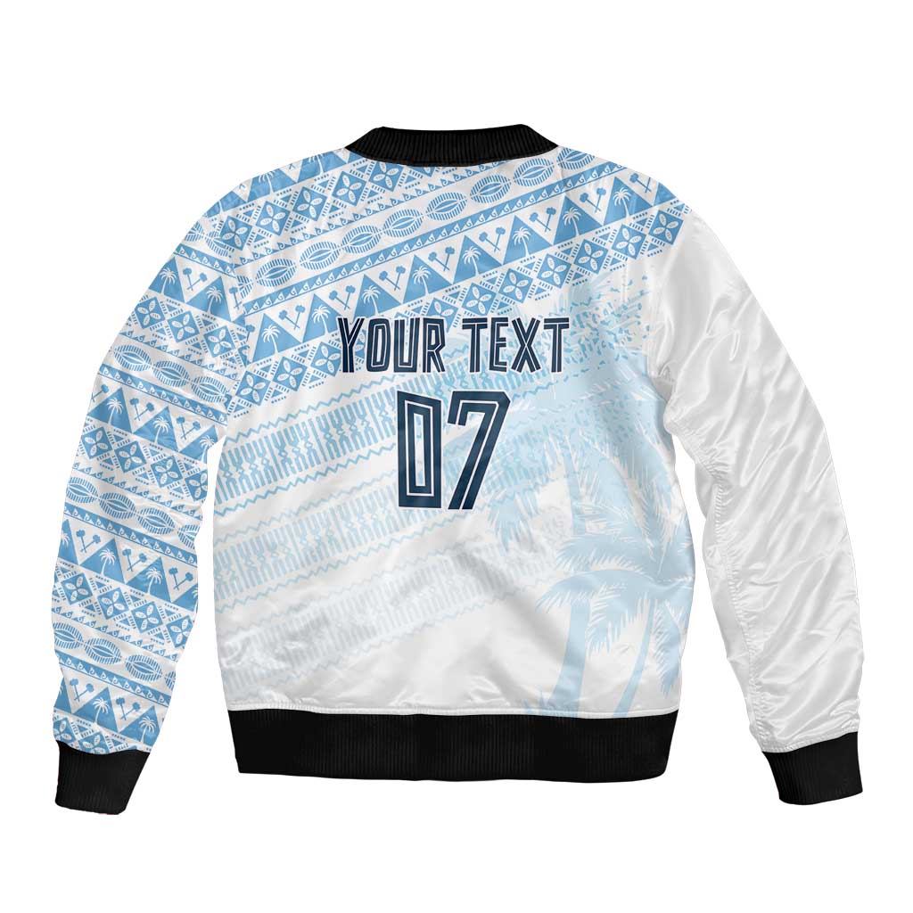 Fiji Rugby Custom Kaiviti Masi Bomber Jacket Turquoise - Aussie Hoodie