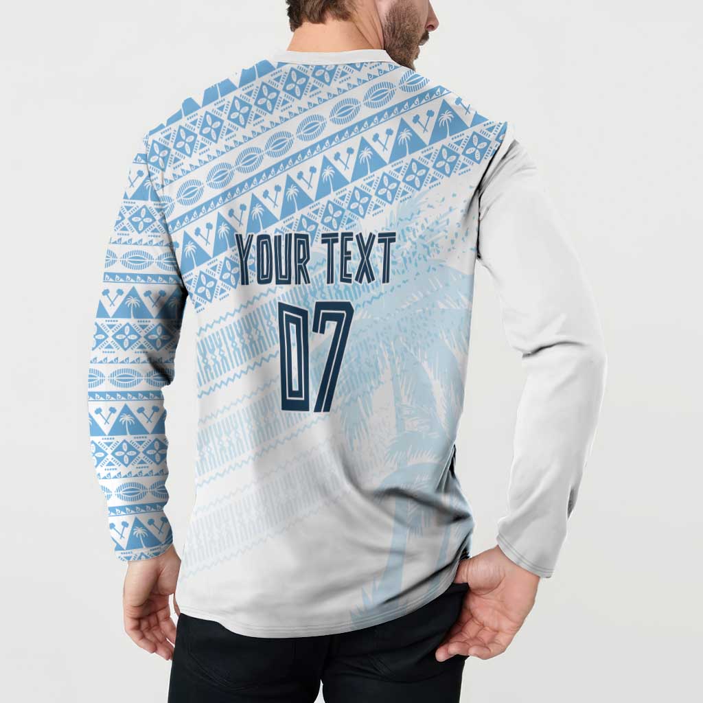 Fiji Rugby Custom Kaiviti Masi Button Sweatshirt Turquoise - Aussie Hoodie