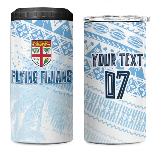 Fiji Rugby Custom Kaiviti Masi 4 in 1 Can Cooler Tumbler Turquoise - Aussie Hoodie