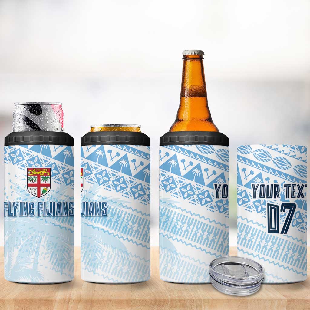 Fiji Rugby Custom Kaiviti Masi 4 in 1 Can Cooler Tumbler Turquoise - Aussie Hoodie
