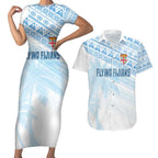 Fiji Rugby Custom Kaiviti Masi Couples Matching Short Sleeve Bodycon Dress and Hawaiian Shirt Turquoise - Aussie Hoodie